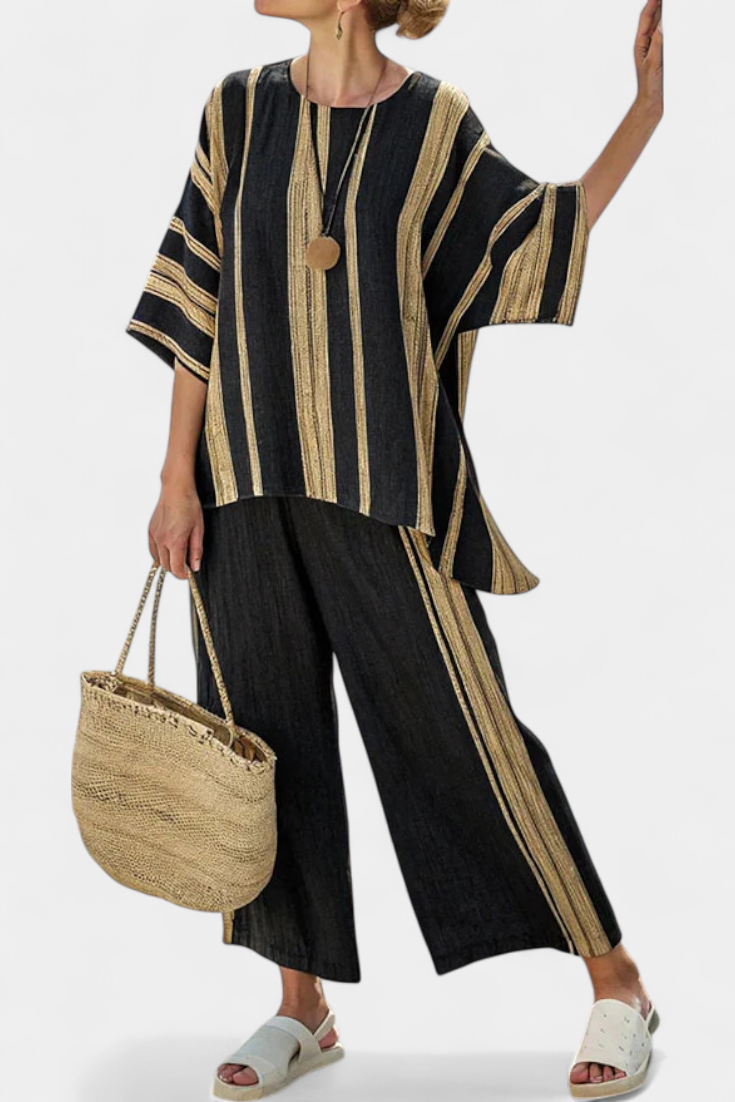 Calden | Top de rayas oversize y pantalones de lino relajados
