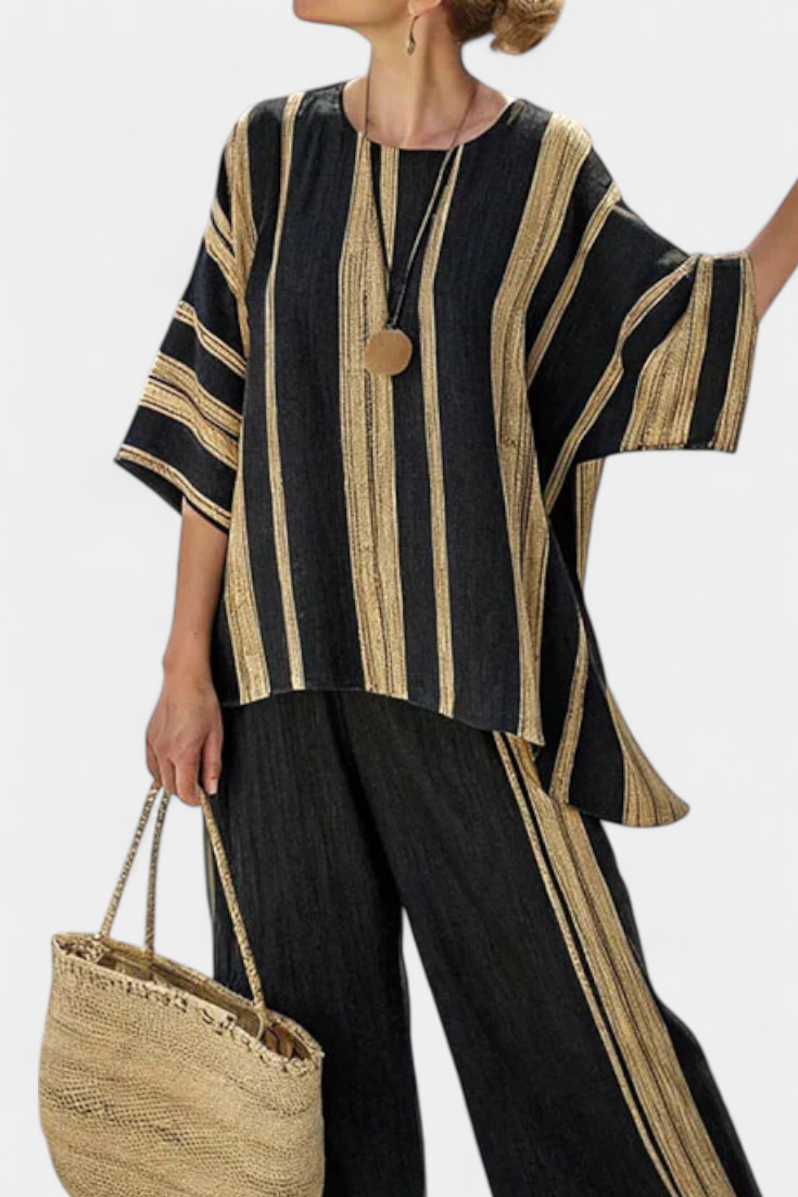 Calden | Top de rayas oversize y pantalones de lino relajados