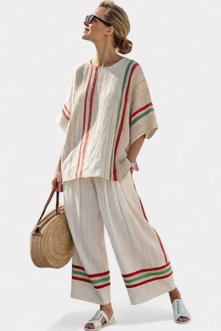 Truvane | Blusa Boho Con Estampado Confortable & Pantalones Loose-Fit