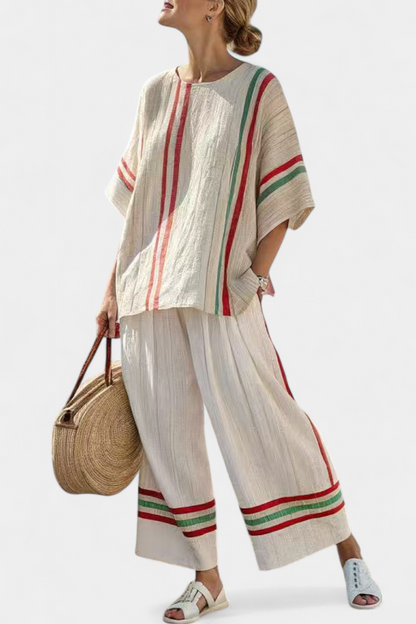 Truvane | Blusa Boho Con Estampado Confortable & Pantalones Loose-Fit