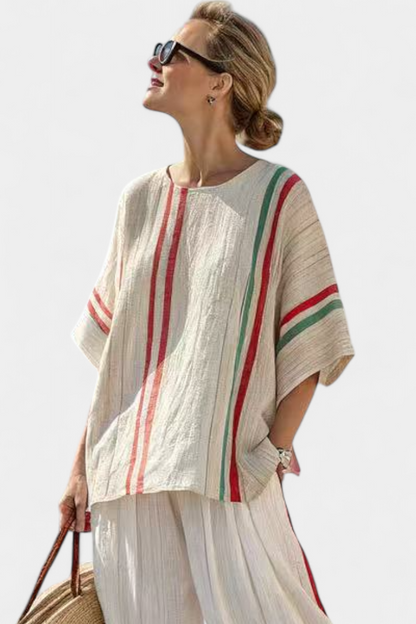 Truvane | Blusa Boho Con Estampado Confortable & Pantalones Loose-Fit