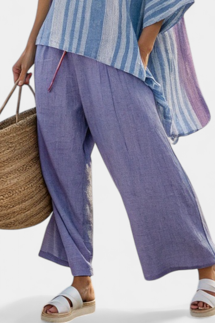 Zellora | Top Elegante Lavanda y Azul Cielo & Pantalones de Lino