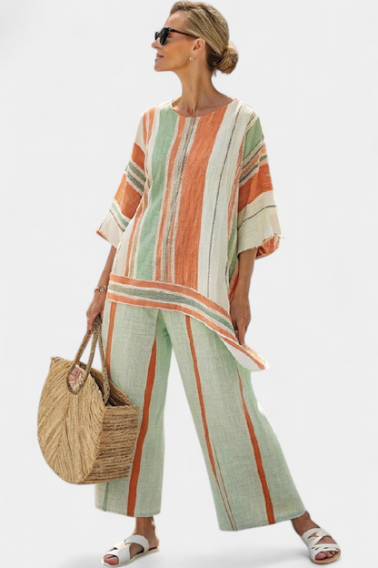 Bellmere | Elegante Top Asimétrico & Pantalones de Pierna Ancha