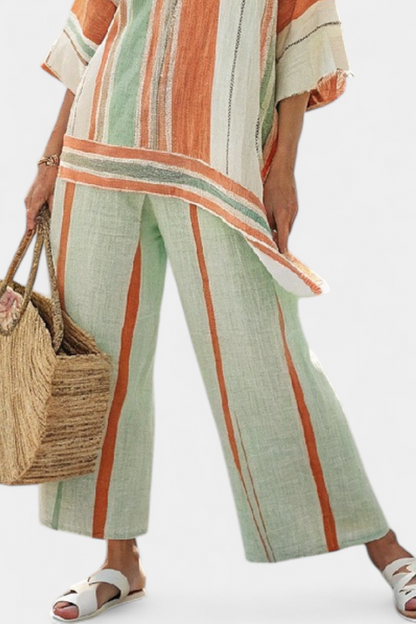 Bellmere | Elegante Top Asimétrico & Pantalones de Pierna Ancha