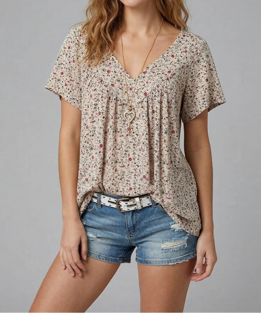 Trisha™ | Camiseta floral con cuello en V