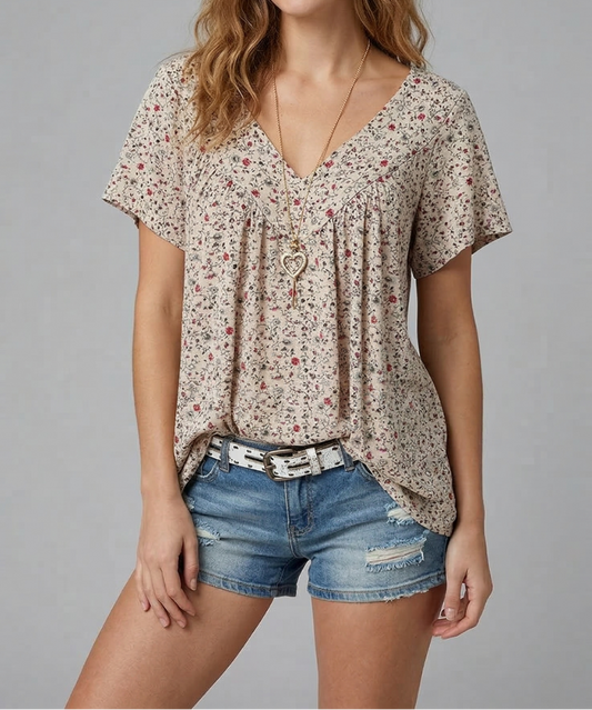 Trisha™ | Camiseta floral con cuello en V