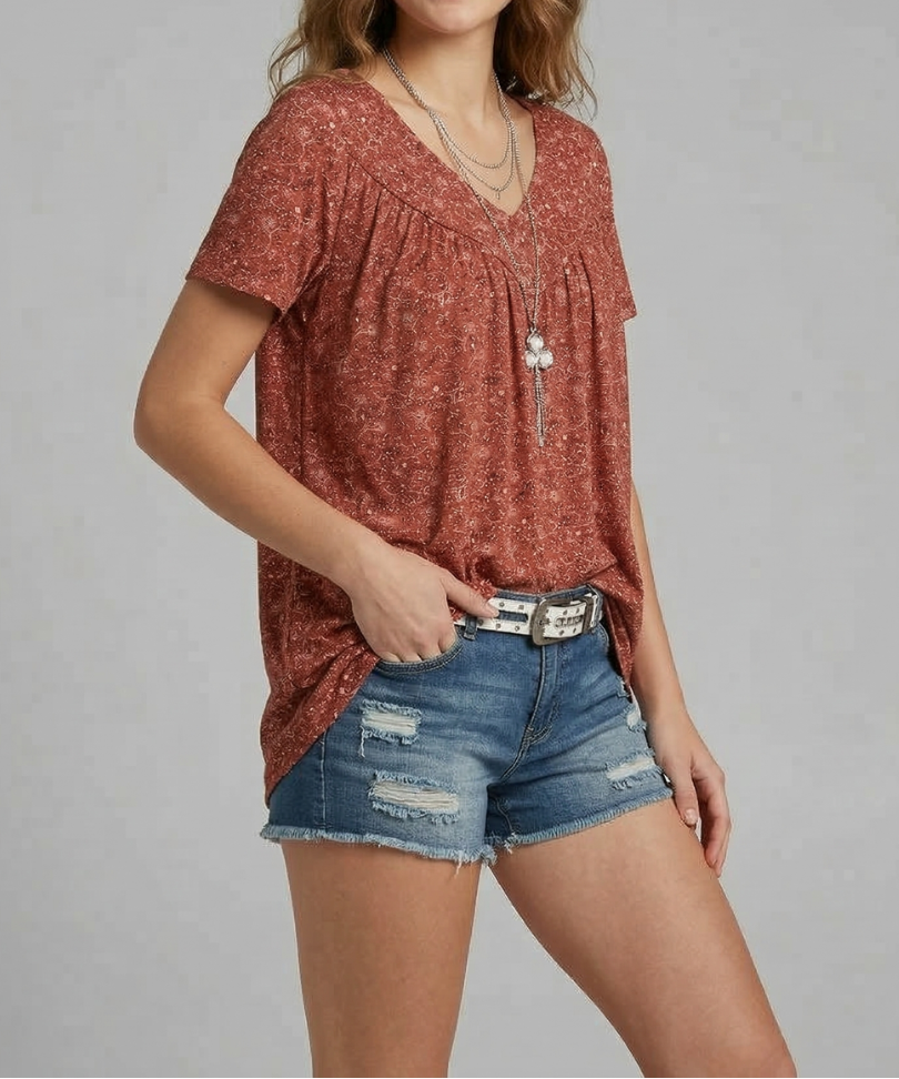 Trisha™ | Camiseta floral con cuello en V