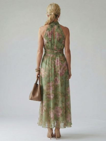 Mirelle | Vestido Midi con Cuello Halter Fruncido