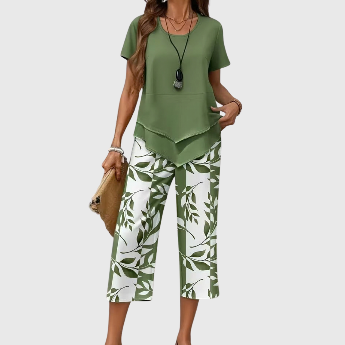Avy™ | Conjunto de Dos Piezas con Estampado de Hojas