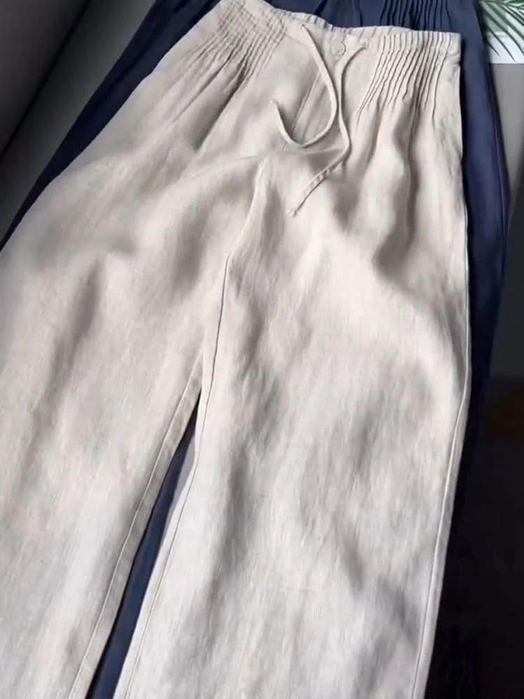AMELINA – PANTALONES DE LINO PLISADOS CON AJUSTE CÓMODO