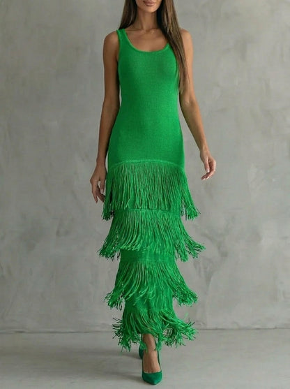 Odette · Vestido largo de espalda descubierta con hombros anchos
