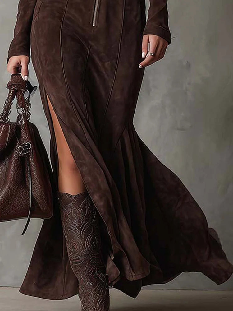 Camila | Vestido Maxi Con Cremallera Esculpido