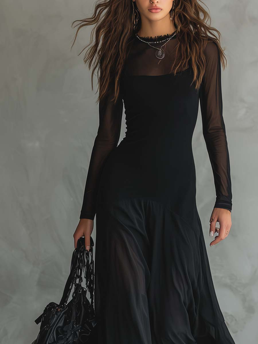 Neroa™ | Vestido maxi de corte amplio en tul negro
