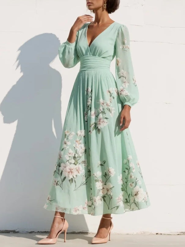 Hélène · Vestido midi plisado con bordado floral