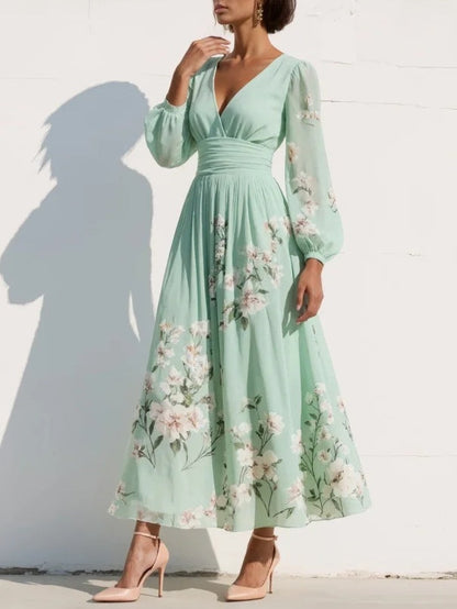 Hélène · Vestido midi plisado con bordado floral