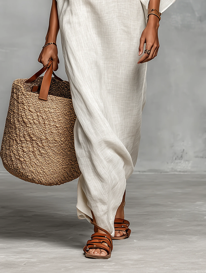 Aveline | Vestido Maxi Off-Shoulder con Mangas Murciélago