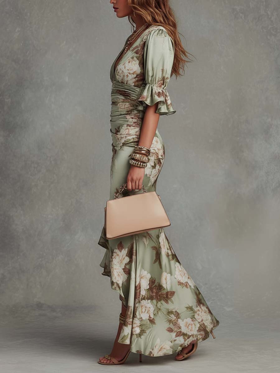 Mady | Vestido Floral Con Aberturas Fruncido