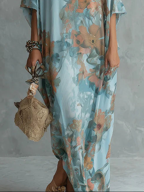 Luna | Vestido Kaftan Floral Relajado