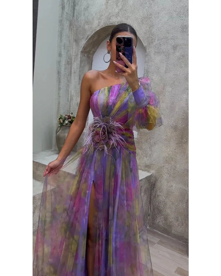 Orit™ | Vestido Asimétrico con Manga Única y Abertura