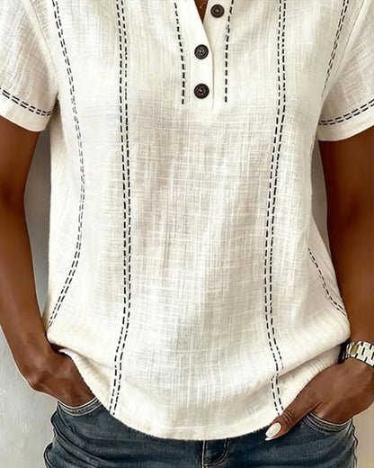 Camiseta Modo Informal Botón Cuello en V