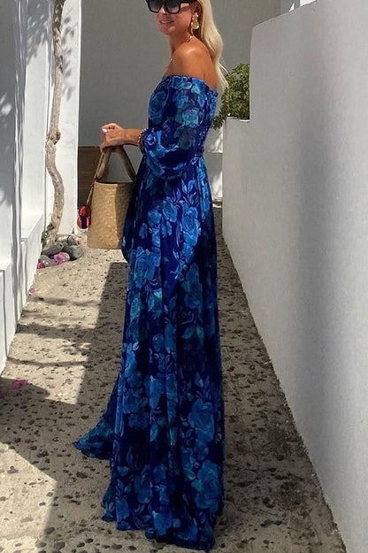 Luna™ | Vestido Largo de Impresión Floral con Mangas Descubiertas