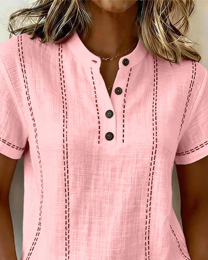 Camiseta Modo Informal Botón Cuello en V