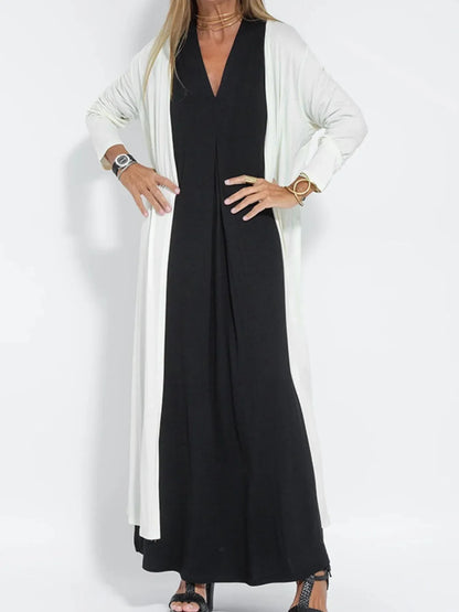 Vestido Maxi Sin Mangas de Talla Completa con Escote en V y Abertura Talla Grande
