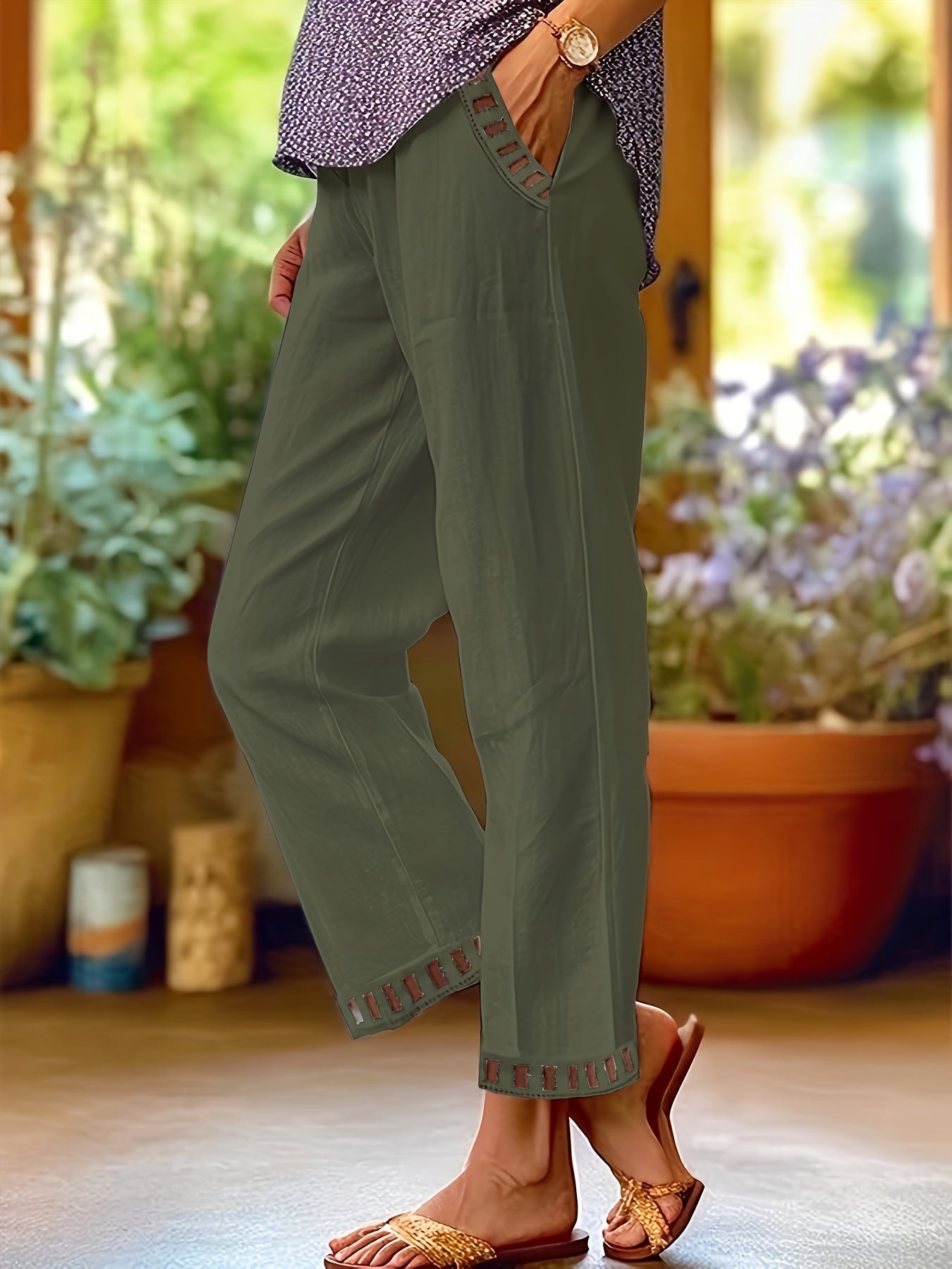 Wren – Pantalones Cropped Relax con Detalles en Contraste