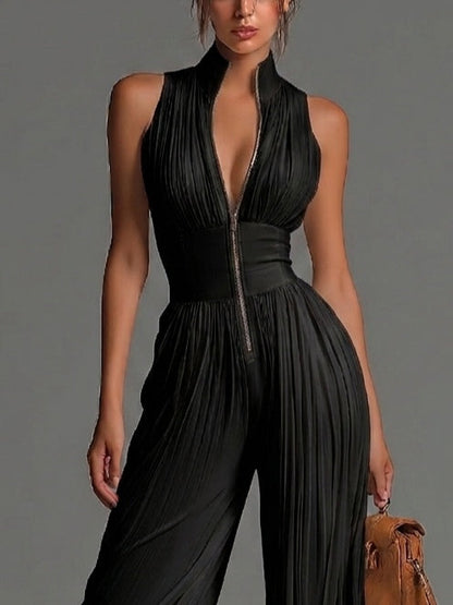 Combinaison Anna - Mono de chiffon negro plisado