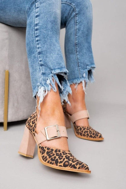Ilana™ | Tacones de bloque con estampado de leopardo audaz