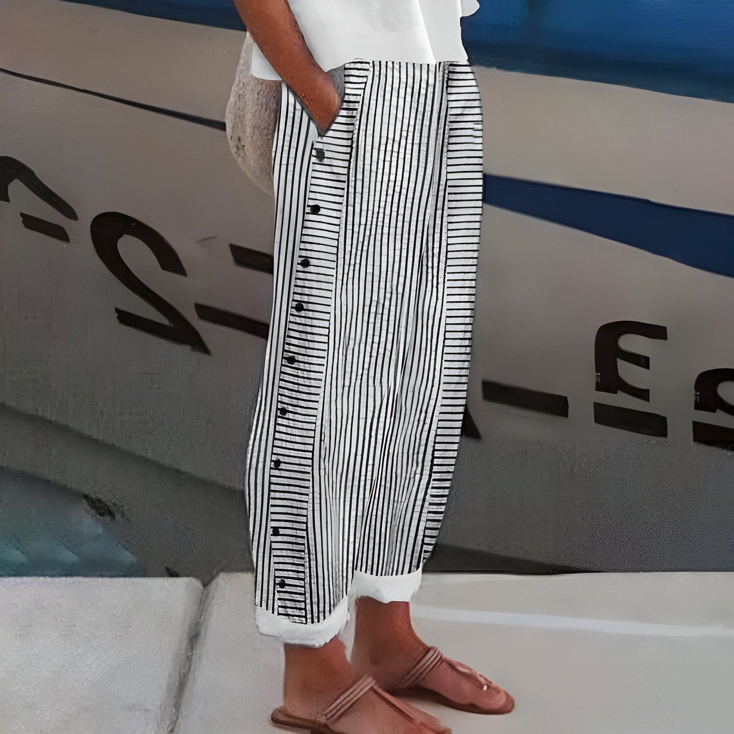 Dagny | Pantalones de Verano Elegantes a Rayas
