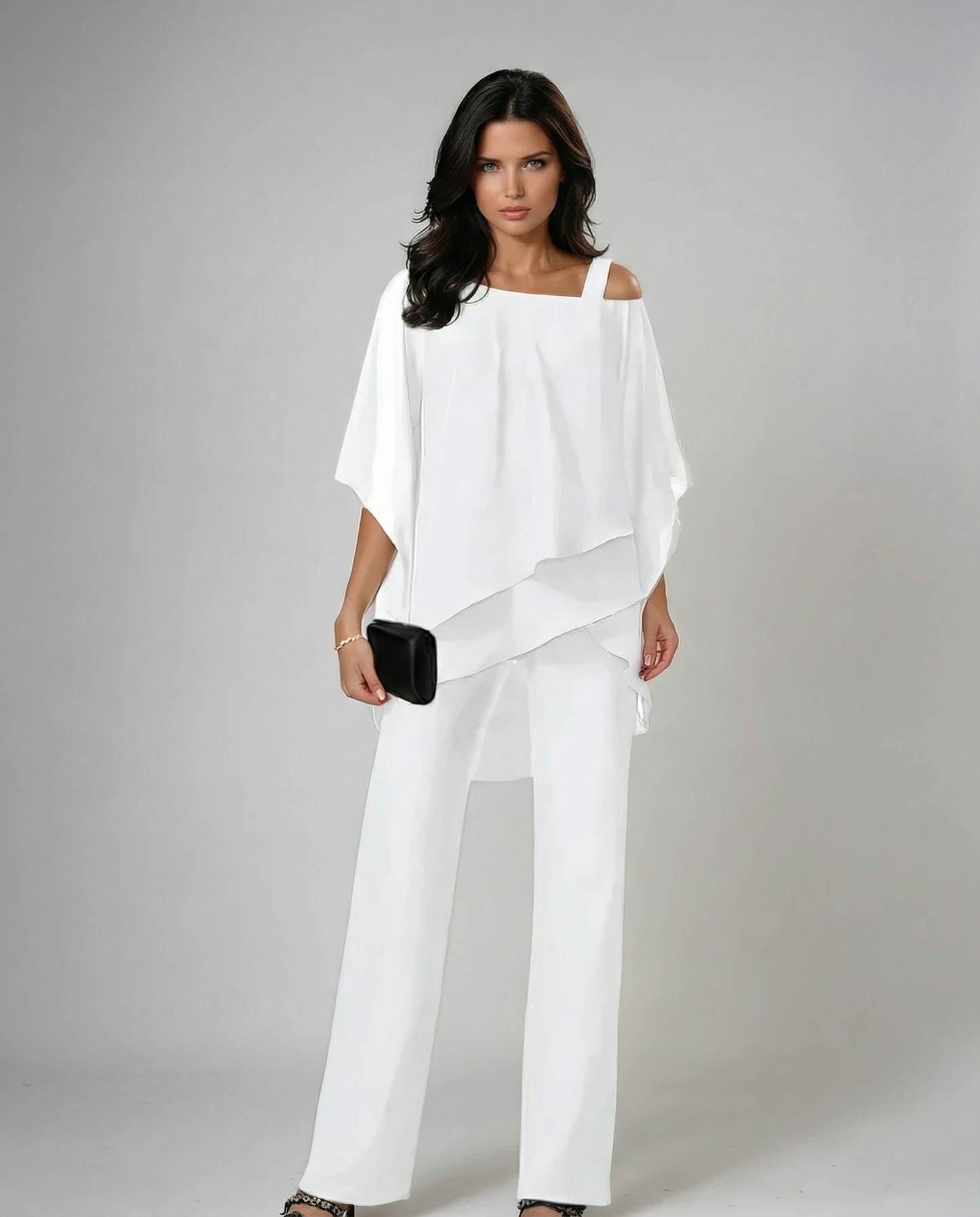Loretta | Conjunto de algodón y lienzo con blusa de manga murciélago y pantalón ancho