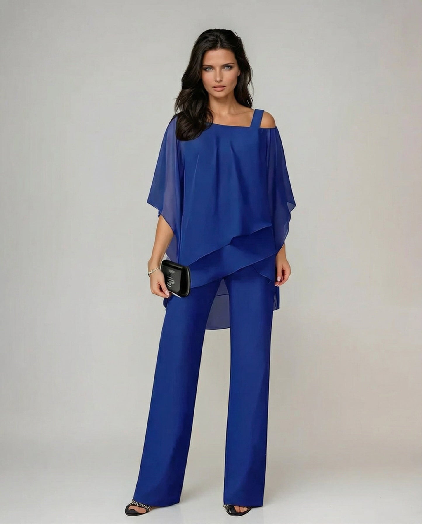 Loretta | Conjunto de algodón y lienzo con blusa de manga murciélago y pantalón ancho