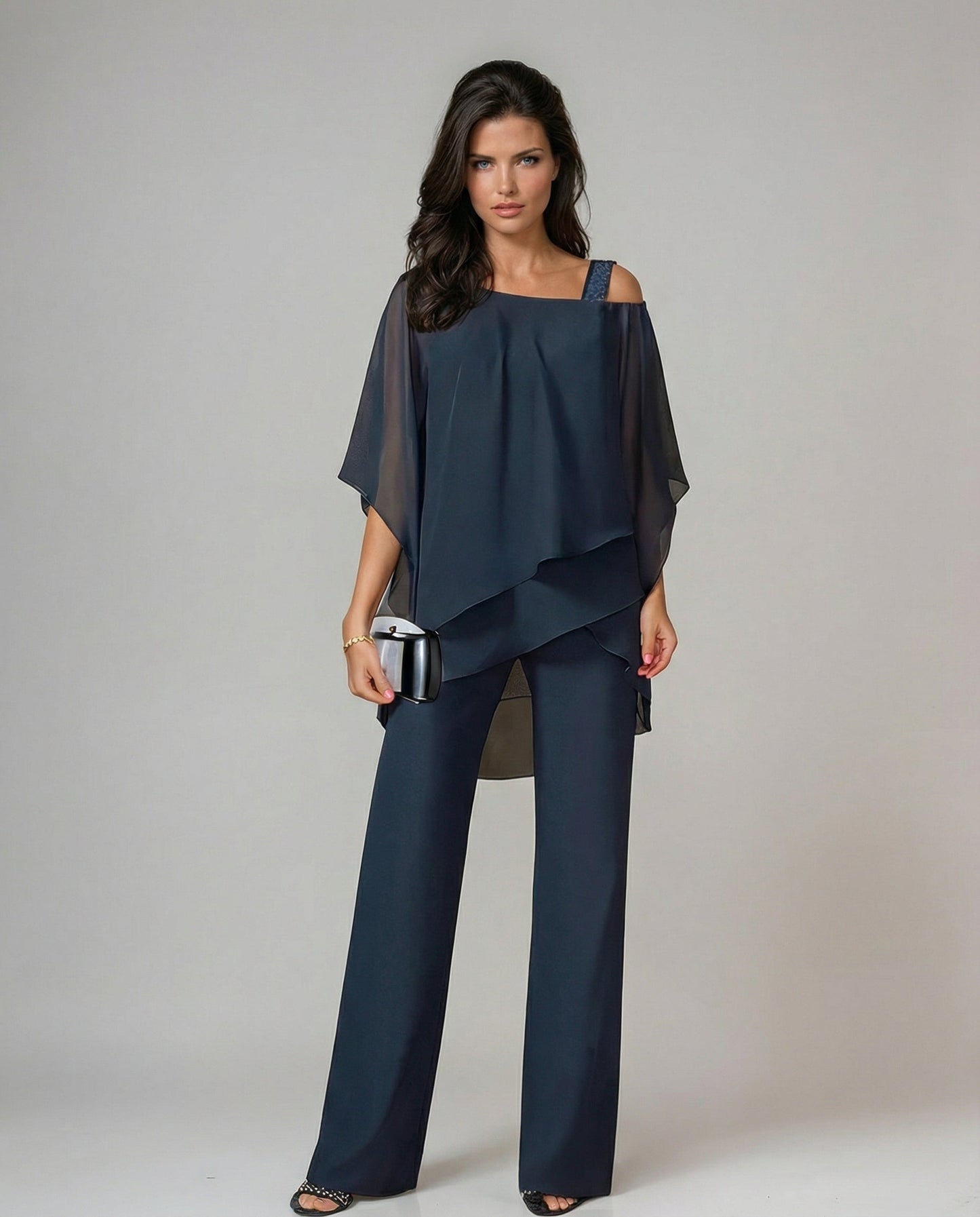 Loretta | Conjunto de algodón y lienzo con blusa de manga murciélago y pantalón ancho