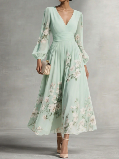 Hélène · Vestido midi plisado con bordado floral