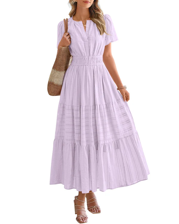 Vestido Maxi con Cintura Fruncida