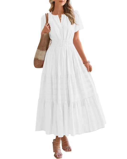 Vestido Maxi con Cintura Fruncida