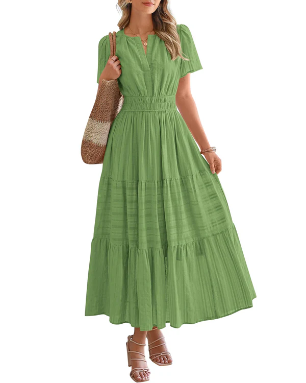 Vestido Maxi con Cintura Fruncida