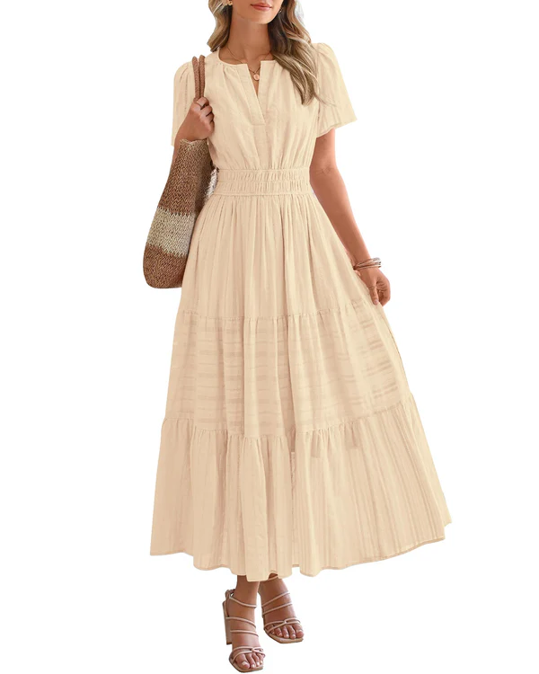 Vestido Maxi con Cintura Fruncida