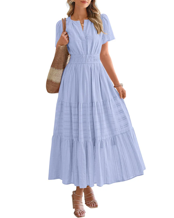 Vestido Maxi con Cintura Fruncida