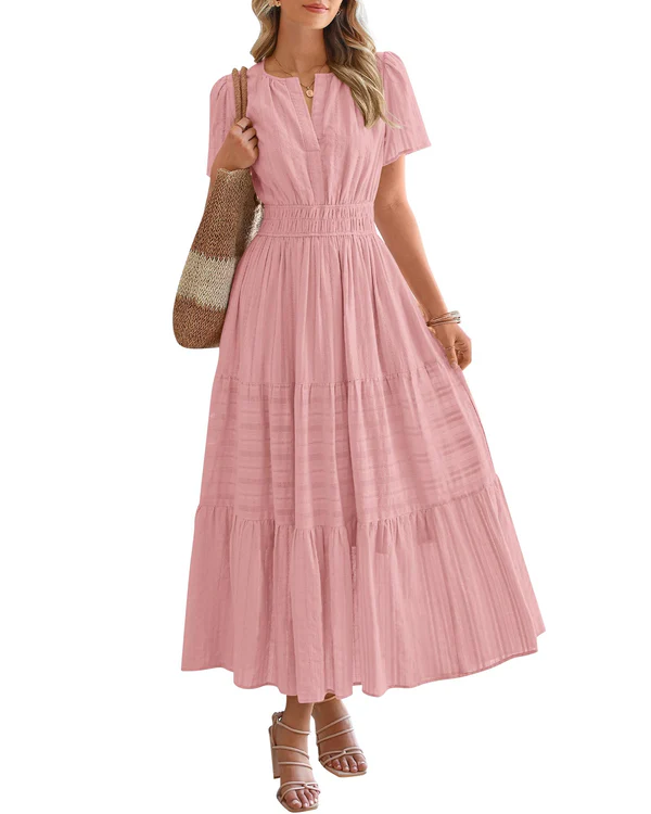 Vestido Maxi con Cintura Fruncida