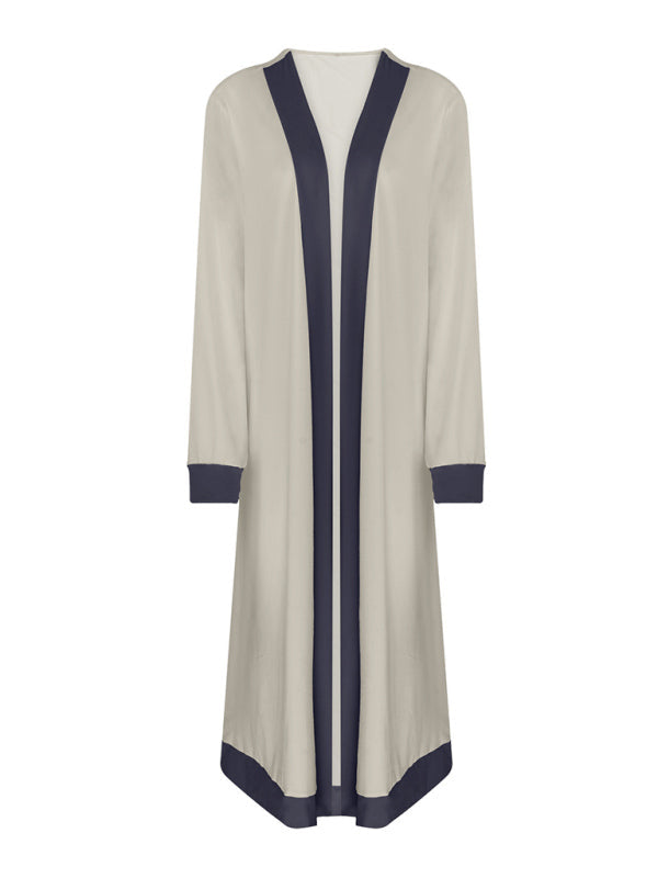 Conjunto de Chaleco y Chaqueta de Cardigan Sin Mangas de Color Contrastante