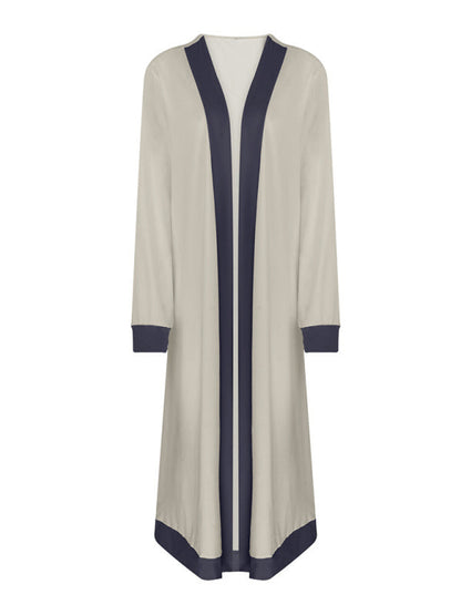 Conjunto de Chaleco y Chaqueta de Cardigan Sin Mangas de Color Contrastante