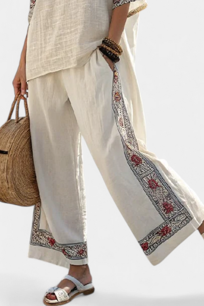 Tameric | Blusa Grezza Ricamata y Pantalones Amplios