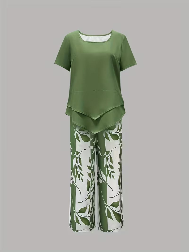 Avy™ | Conjunto de Dos Piezas con Estampado de Hojas