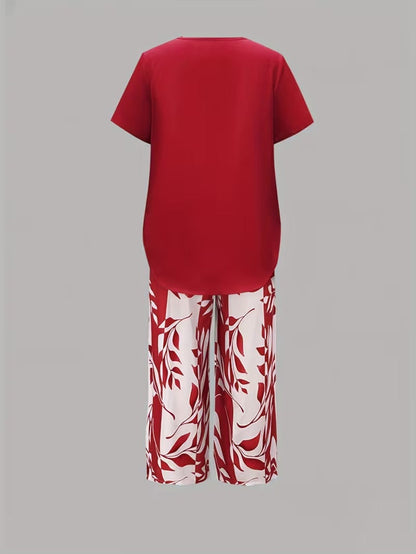Avy™ | Conjunto de Dos Piezas con Estampado de Hojas Casual