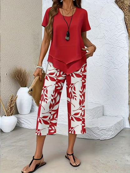 Avy™ | Conjunto de Dos Piezas con Estampado de Hojas