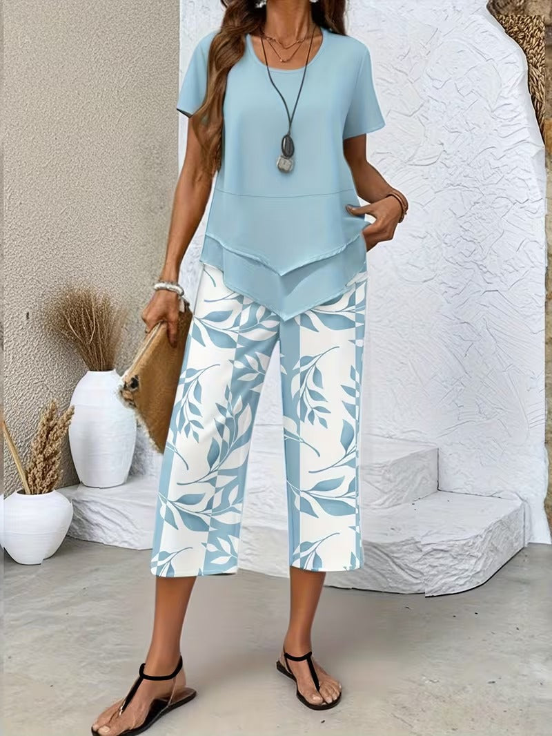 Avy™ | Conjunto de Dos Piezas con Estampado de Hojas