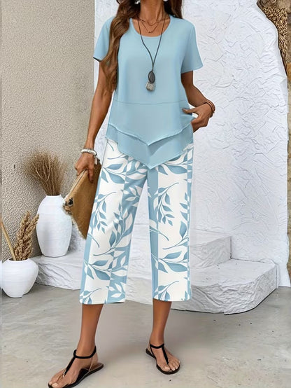 Avy™ | Conjunto de Dos Piezas con Estampado de Hojas