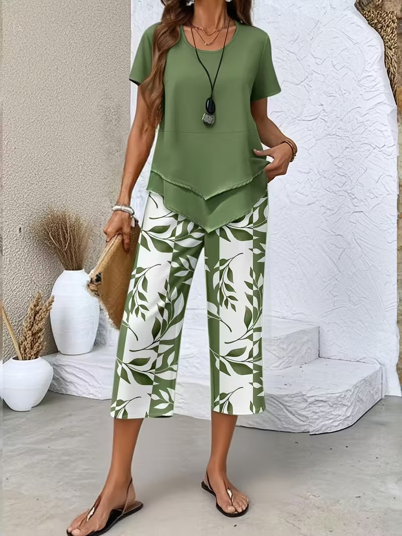 Avy™ | Conjunto de Dos Piezas con Estampado de Hojas